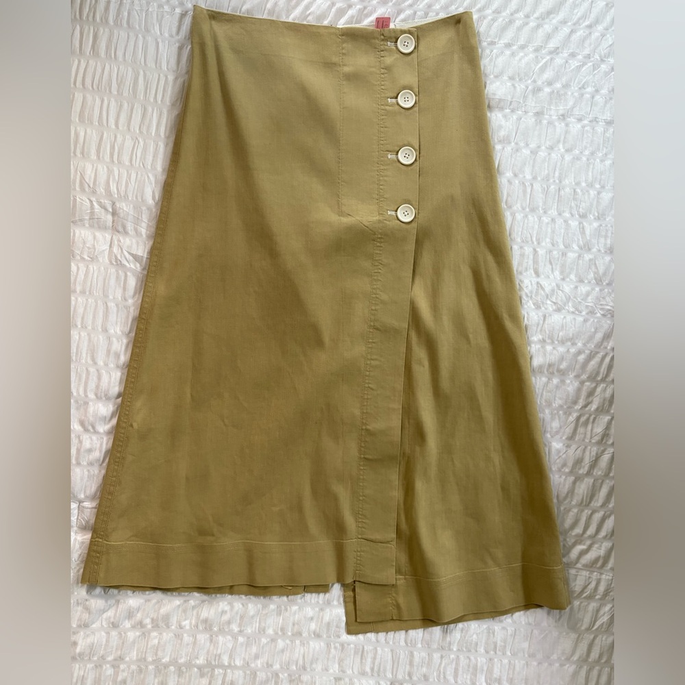 Robert Rodriguez Tan Asymmetrical A-Line Midi Skirt